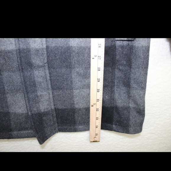 INC International Concepts Black Gray Plaid Duffle Coat Large - Picture 5 of 8